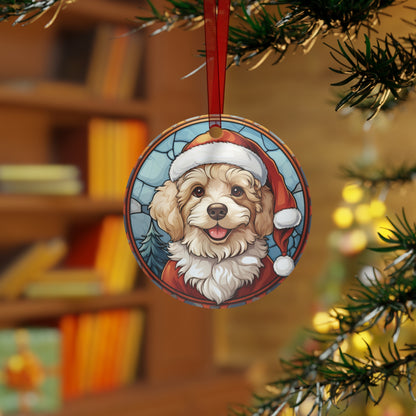 Puppy Dog Stained Glass Style Owl Ornament Lightweight Shaterproof Metal Ornaments Christmas Ornament Exchange Christmas Dog Ornament
