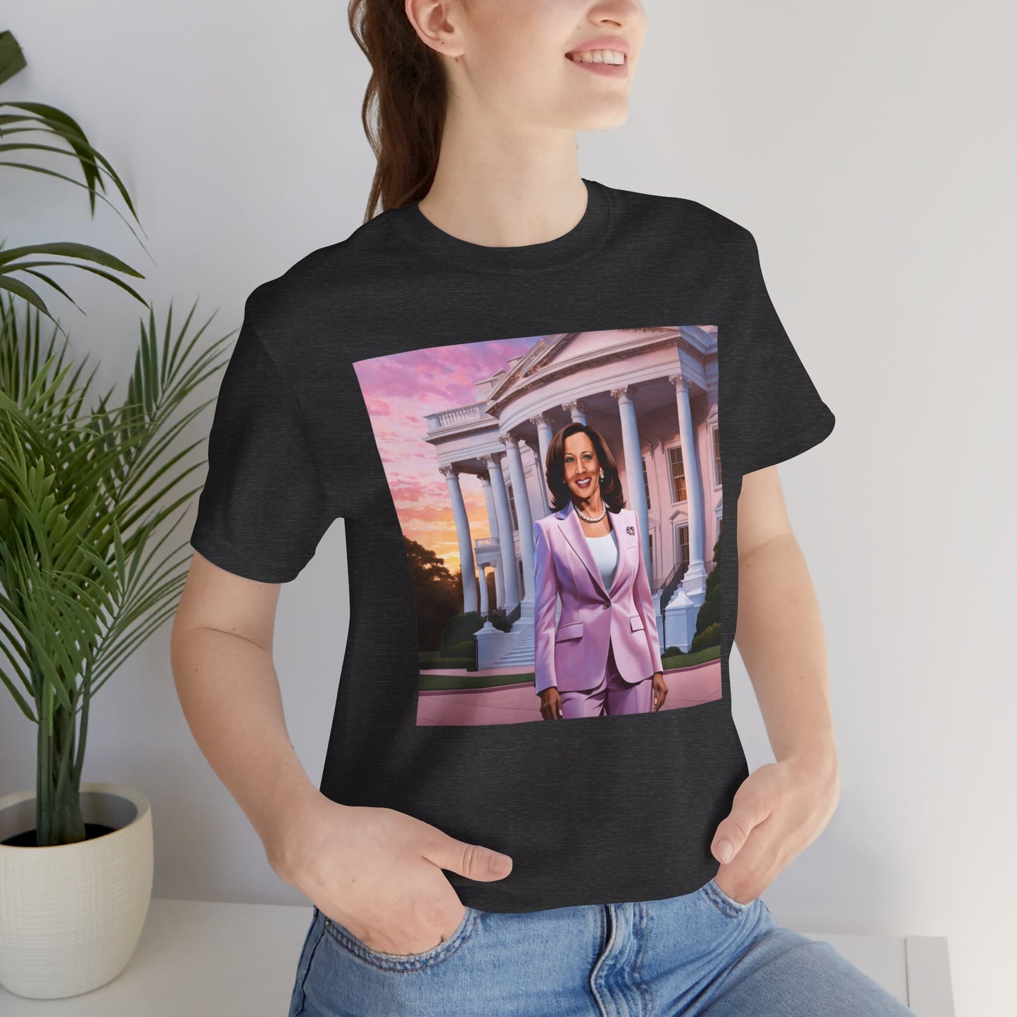 Kamala White House Art Shirt, Kamala Shirt, Bella Canvas 3001 Unisex T-Shirt, Kamala Harris President, Kamala Pink White House, Kamala 2024