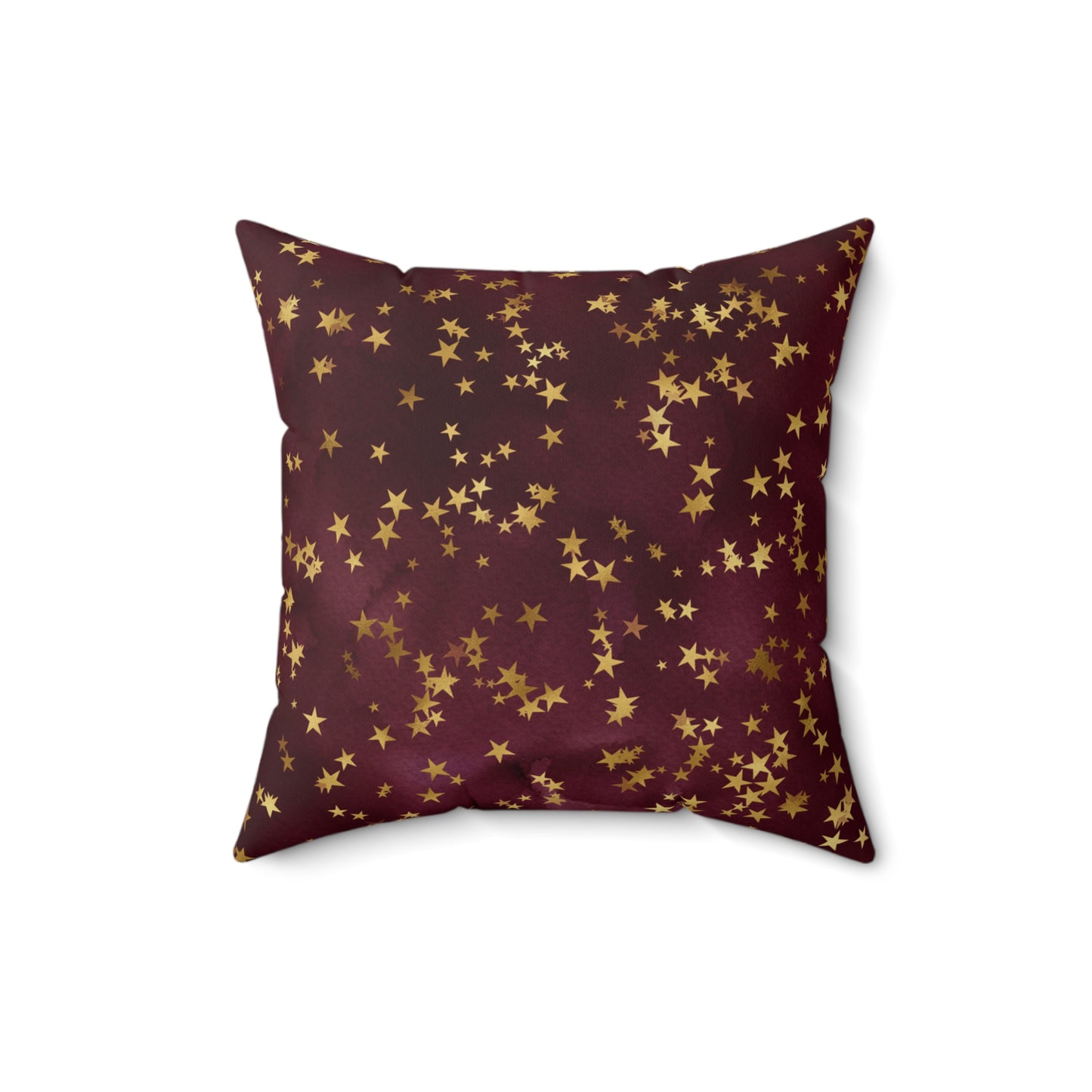 Fantasy Space Purple Wine Gold Stars Print Spun Polyester Square Pillow