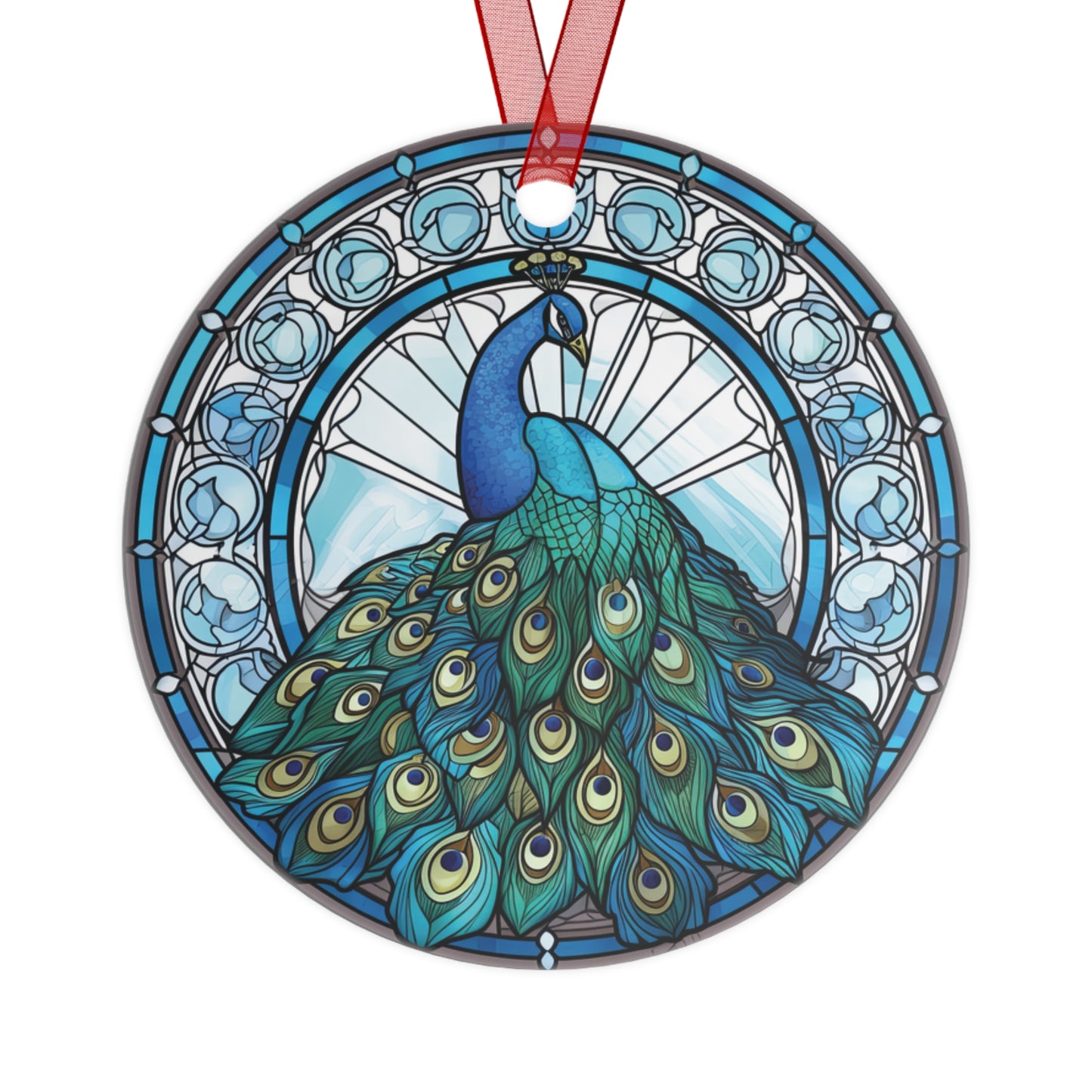 Peacock Ornament Stained Glass Style Ornament Lightweight Shaterproof Metal Ornaments Christmas Ornament Exchange Christmas Peacock Feathers