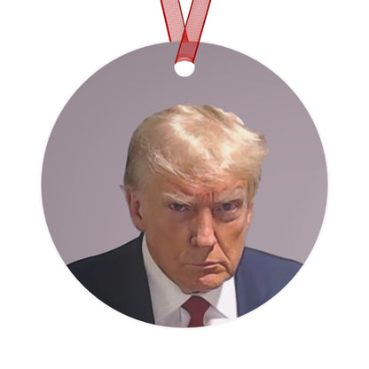The Christmas Trump Mugshot 2023 Keepsake Metal Ornaments Double Sided