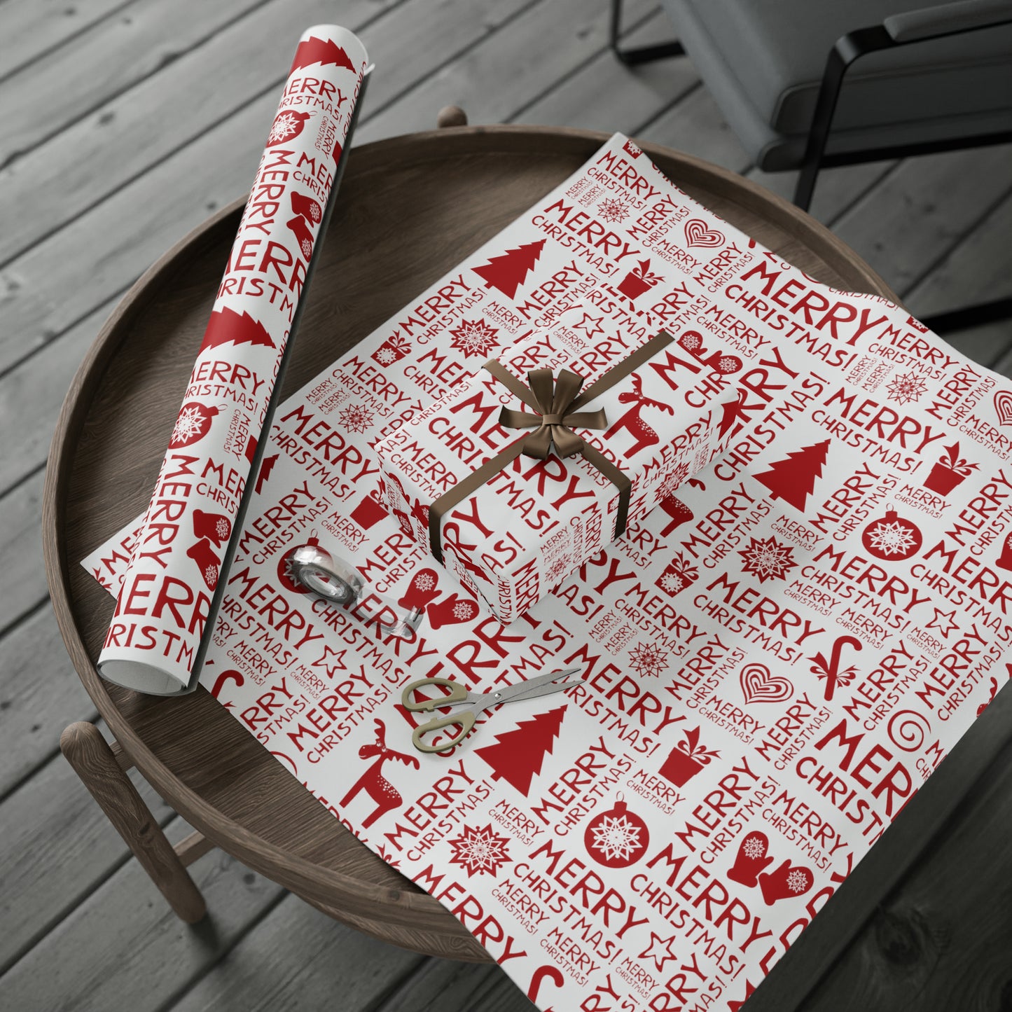 Cute Holiday Christmas Gift Wrap - Red and White Christmas Wrapping Paper