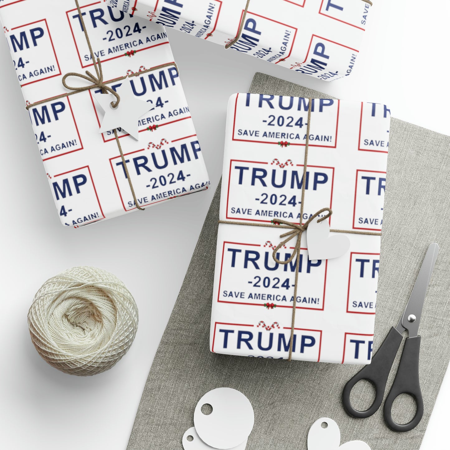 Great Trump Christmas Gift Trump Wrapping Paper Trump 2024 Save America Again Christmas Candy Cane Gift Wrap