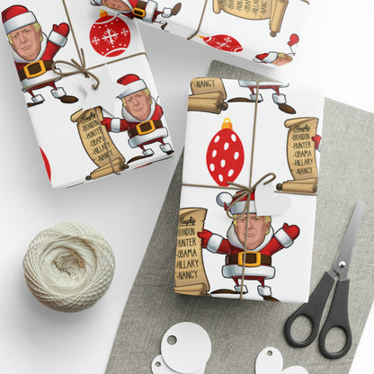 Great Santa Trump Wrapping Paper for Gifts - Trump's Naughty List Christmas Gift Wrap