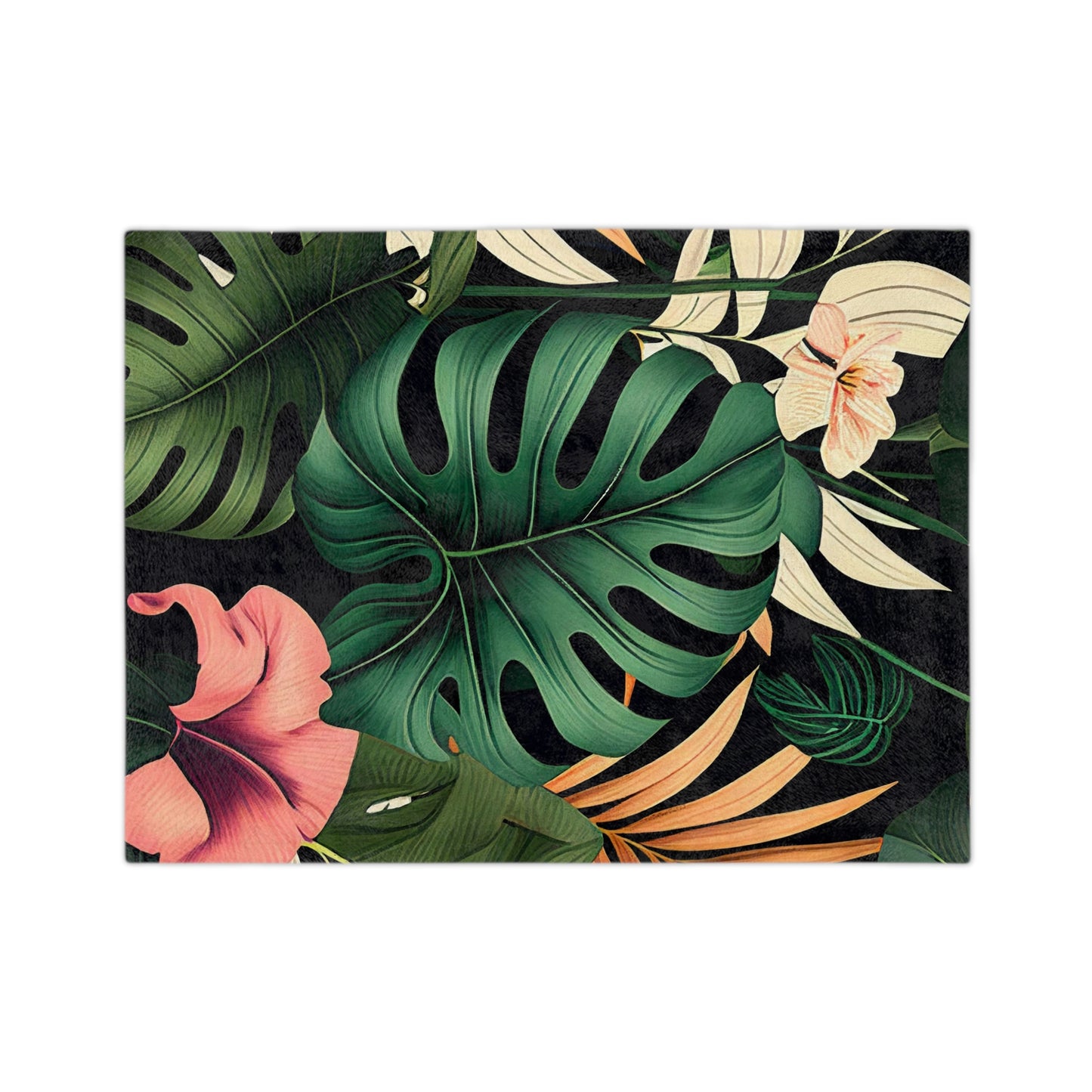 Terrific Tropical Monstera Leaf Pattern Throw Sofa Bed Blanket  - Soft Thick Velveteen Minky Throw Blanket