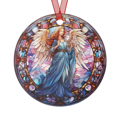 Beautiful Angel Stained Glass Style Ornament Lightweight Shaterproof Metal Ornaments Christmas Ornament Exchange Christmas Angel Ornament