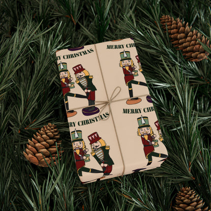 Funny Christmas Nutcrackers Wrapping Paper Nutcracker Kicking Nutcracker Gift Wrap Christmas Gifts