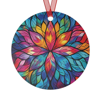 Christmas Mandala Rainbow Stained Glass Style Ornament Lightweight Shaterproof Metal Ornaments Christmas Ornament Exchange Decoration Gift