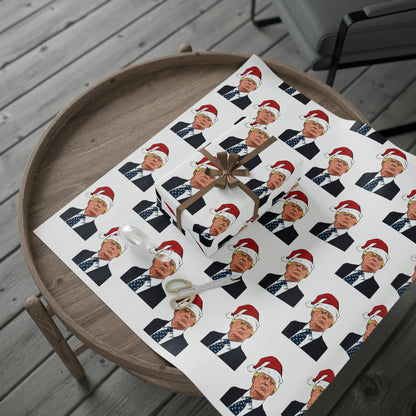 Santa Trump Wrapping Paper for Gifts - Pro Trump Christmas Gift Wrap Christmas Trump 2024 Santa Hat