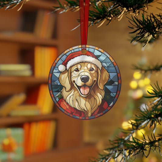 Cute Christma Dog Stained Glass Style Ornament Lightweight Shaterproof Metal Ornaments Christmas Dog Ornament Exchange Decoration Christmas