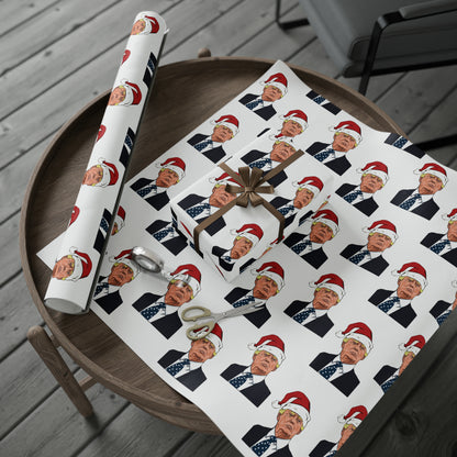 Santa Trump Wrapping Paper for Gifts - Pro Trump Christmas Gift Wrap Christmas Trump 2024 Santa Hat