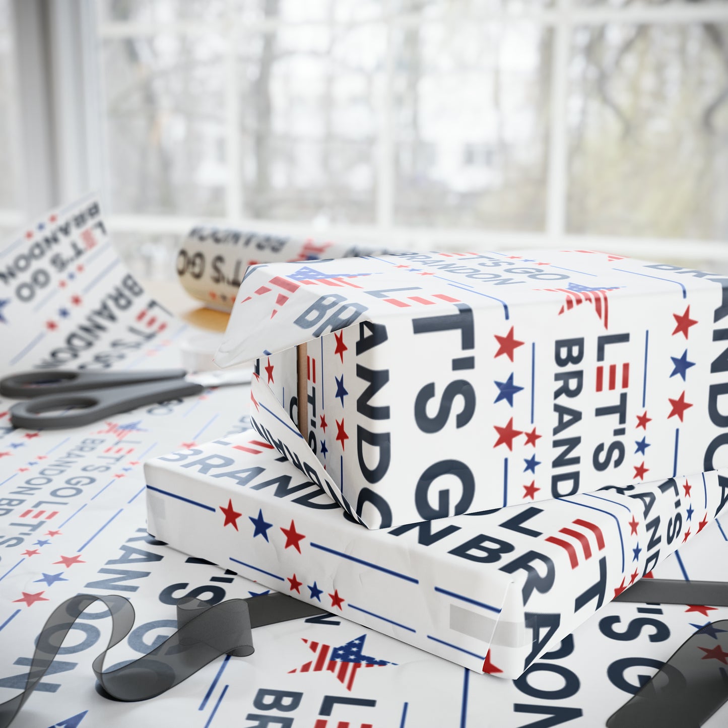 Let's Go Brandon Style USA Wrapping Paper for Gifts - Trump Maga Let's Go Brandon Trump Christmas Gift Wrap