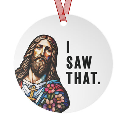 Funny Jesus Ornament I Saw That Stained Glass Style Ornament Lightweight Shaterproof Metal Ornaments Christmas Ornament Exchange Christmas