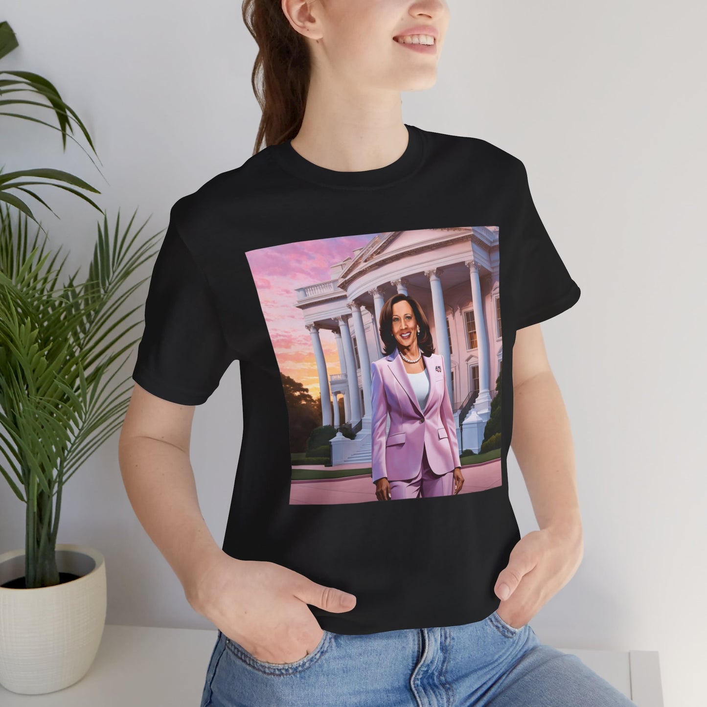 Kamala White House Art Shirt, Kamala Shirt, Bella Canvas 3001 Unisex T-Shirt, Kamala Harris President, Kamala Pink White House, Kamala 2024