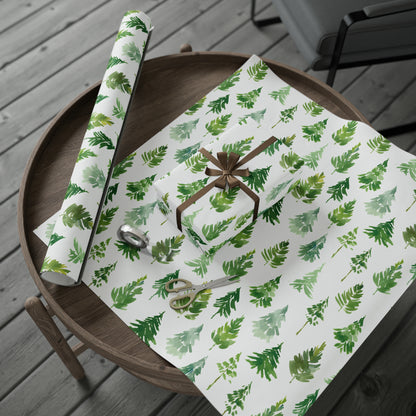 Gorgeous Green Pastel Trees Christmas Gift Wrap - Christmas Trees Wrapping Paper