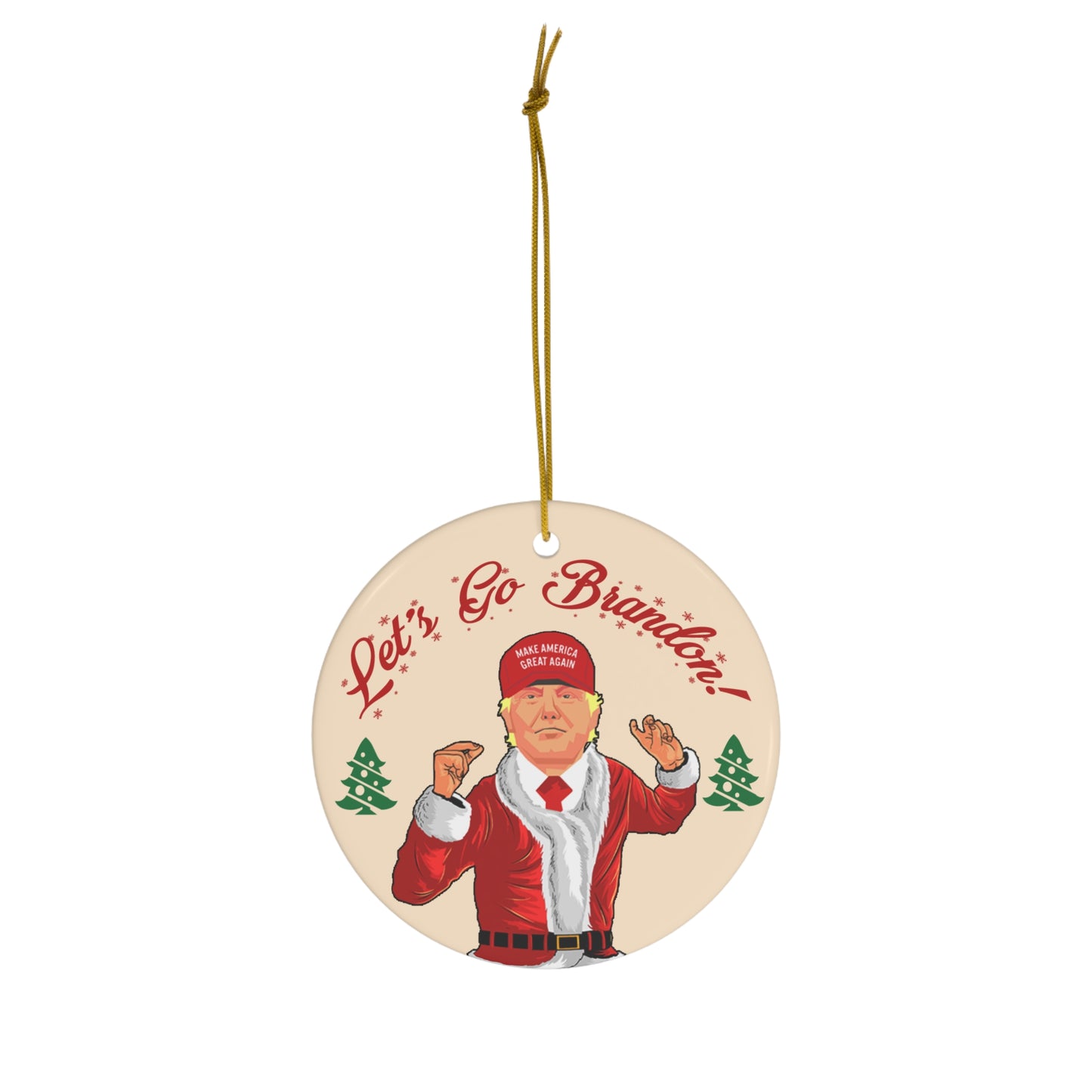 Funny Santa Trump Christmas Ornament - Let's Go Brandon Gift