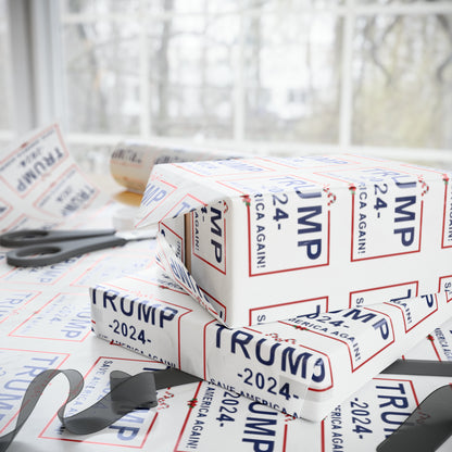 Great Trump Christmas Gift Trump Wrapping Paper Trump 2024 Save America Again Christmas Candy Cane Gift Wrap