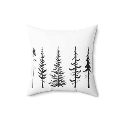 Hiking Pillow Pine Trees Sihoulette Evergreen Trees Print Spun Polyester Square Pillow
