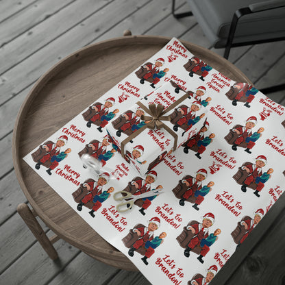Greatest Trump Gift Wrap for Christmas - Let's Go Brandon Gift Wrap - Santa Trump Confused Biden Sitting on Lap Gift Wrap