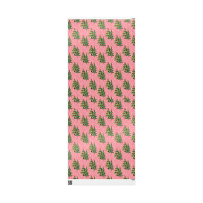 Beautiful Christmas Tree Pink Gift Wrap - Pink Wrapping Paper Christmas Trees