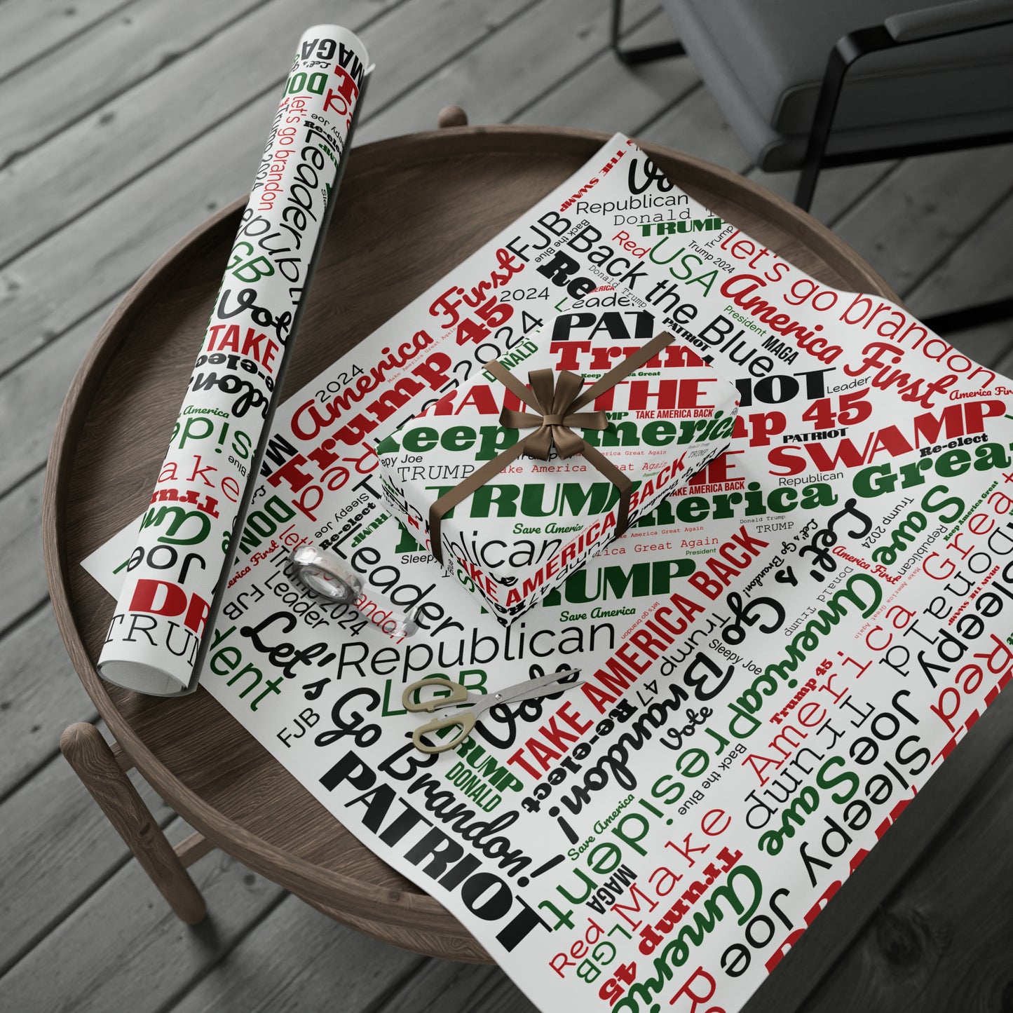 Pro Trump Gift Wrap for Gifts Christmas - Let's Go Brandon Gift Wrap - Maga Save America