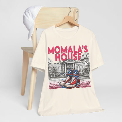 Momala, Momala's House, Madam President Kamala, Bella Canvas 3001 Unisex T-Shirt, Kamala Shirt, Kamala DNC Shirt, Kamala Chucks Pearls