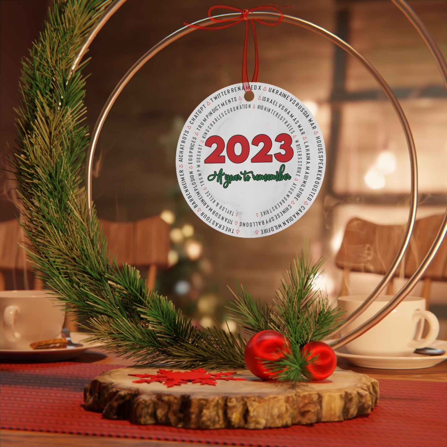 Commemorative 2023 Christmas Ornament 2023 Keepsake Ornament Lightweight Shaterproof Metal Ornament