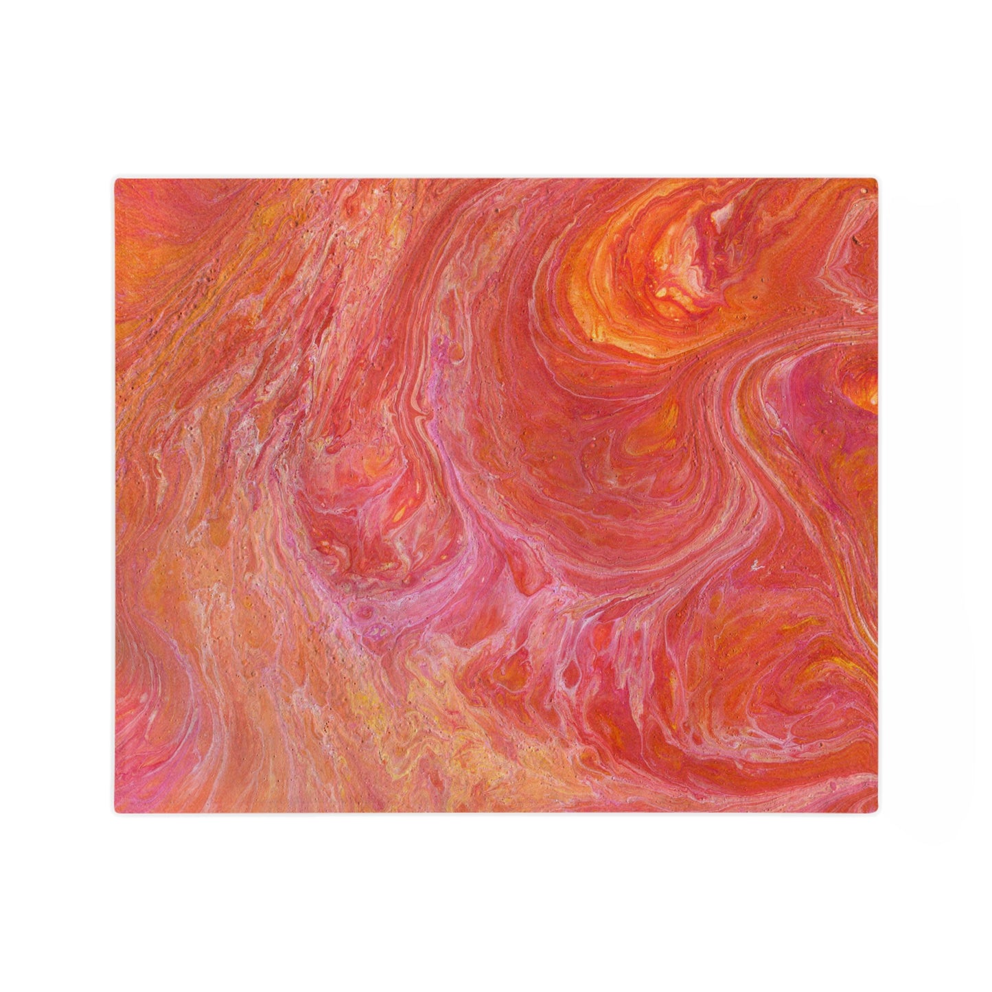Orange Pink Hues Acrylic Fluid Pattern Style Throw Sofa Bed Blanket - Soft Thick Velveteen Minky Throw Blanket