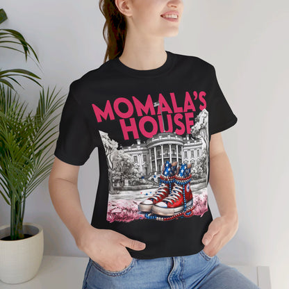 Momala, Momala's House, Madam President Kamala, Bella Canvas 3001 Unisex T-Shirt, Kamala Shirt, Kamala DNC Shirt, Kamala Chucks Pearls