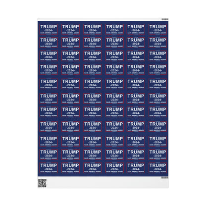 Pro Trump 2024 Save American Again Christmas Wrapping Paper Blue