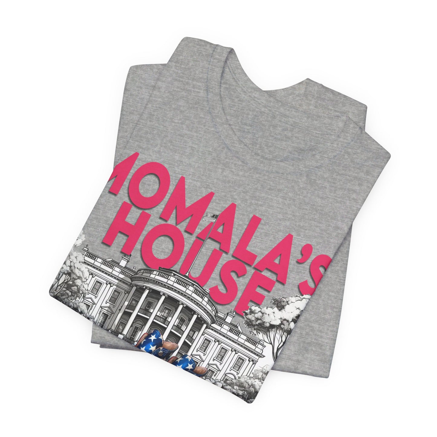 Momala, Momala's House, Madam President Kamala, Bella Canvas 3001 Unisex T-Shirt, Kamala Shirt, Kamala DNC Shirt, Kamala Chucks Pearls