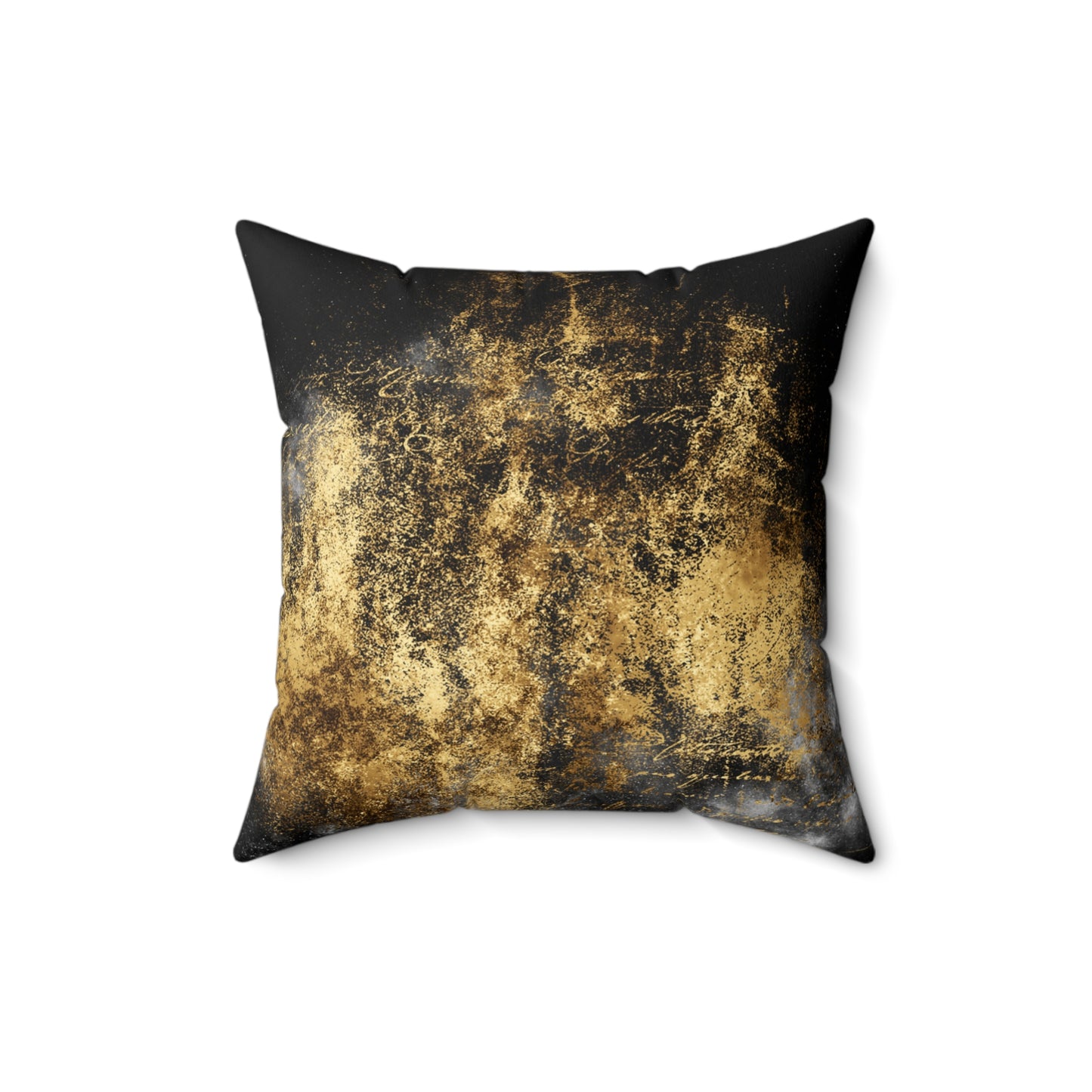 Bold Beautiful Black Gold Print Faux Suede Soft Square Pillow