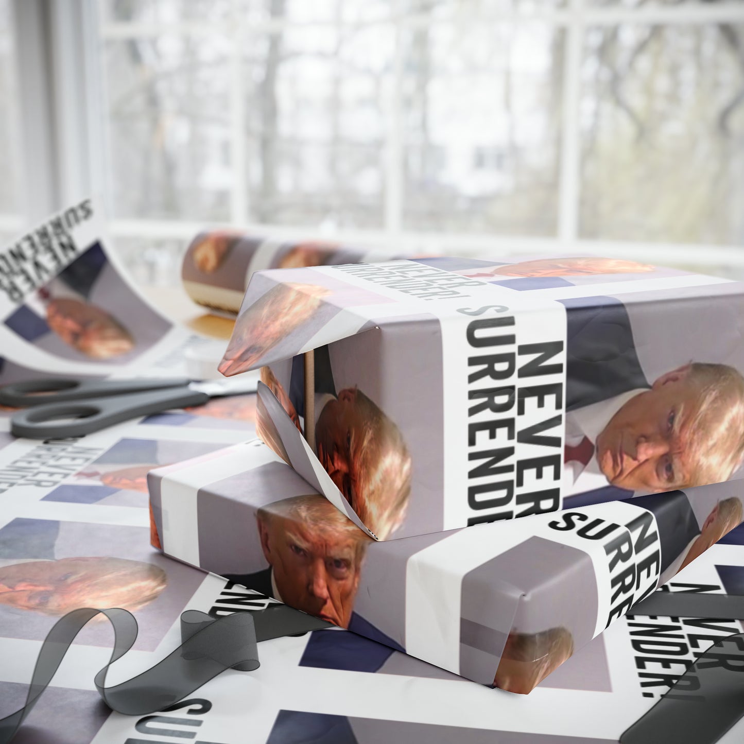 Trump Mugshot Gift Wrap Never Surrender Gift Wrap Trump 2024 Gift Wrap