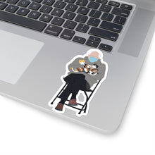 Load image into Gallery viewer, Bernie Sanders Wearing Mittens Holding Kittens Sitting Inauguration Biden Chair Sticker - Bernie Sticker - Bernie Mittens Cat Laptop Sticker
