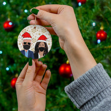 Load image into Gallery viewer, President Elect Joe Biden Kamala Harris Christmas Ceramic Ornament - Biden Harris Christmas Ornament Gold Snowflakes - Double Sided Ornament
