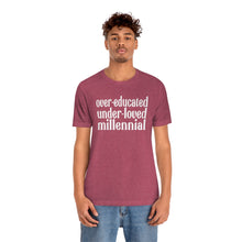 Load image into Gallery viewer, Over-educated under-loved millennial Tshirt - roe v wade abortion rights female equality - support womens rights Bella Canvas Unisex Tshirt
