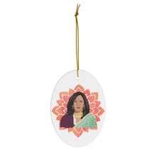 Load image into Gallery viewer, Vice President Kamala Aunty Ornament - Kamala Ornament - Kamala Harris- Kamala Sari South Asian - Ceramic Double Sided Christmas Ornament
