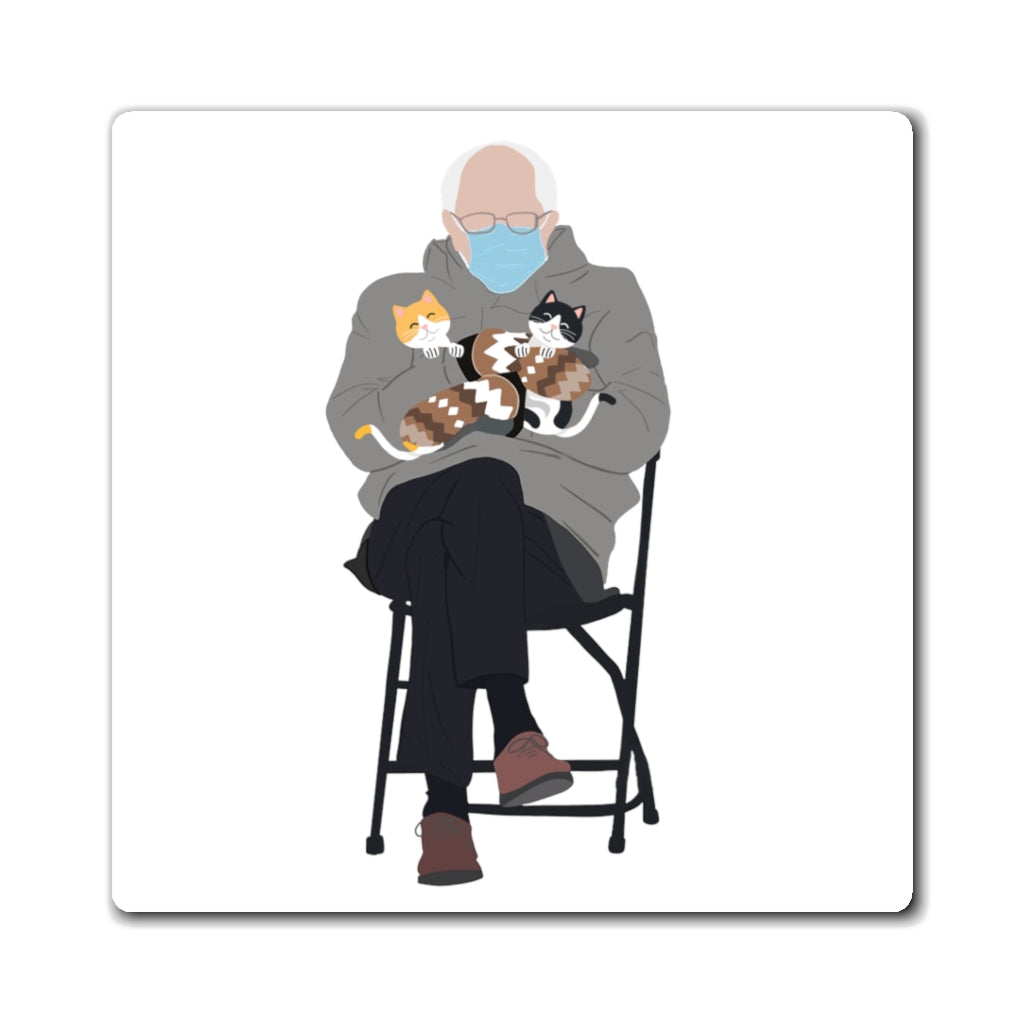 Bernie Sanders Meme Magnet Bernie Sanders Mittens Holding Kittens Magnet - Cute Cats Magnet - Cat Gift Bernie Inauguration Sitting Mittens