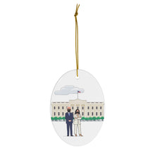 Load image into Gallery viewer, President Joe Biden VP Kamala Harris White House Ornament - Double Sided Round Ceramic Biden Ornament - President Elect Mask USA Kamala
