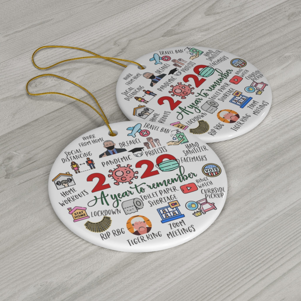 2020 Ornament Double Sided - 2020 A Year to Remember - Quarantine Ornament - 2020 Rewind - Gift Round Ceramic Ornament - Fauci Mask Graduate