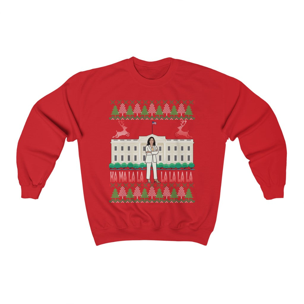 Kamala Harris Ugly Christmas Sweater - Kamala La la la la la Christmas Sweatshirt - Kamala VP Unisex Heavy Blend Crewneck Sweatshirt