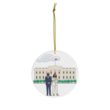 Load image into Gallery viewer, President Joe Biden VP Kamala Harris White House Ornament - Double Sided Round Ceramic Biden Ornament - President Elect Mask USA Kamala
