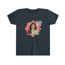 Load image into Gallery viewer, Vice President Looks Like Youth Tee - My Vice President Tshirt - Kamala Harris Looks Like - Proud Kamala Aunty Unisex Youth Short Sleeve Tee
