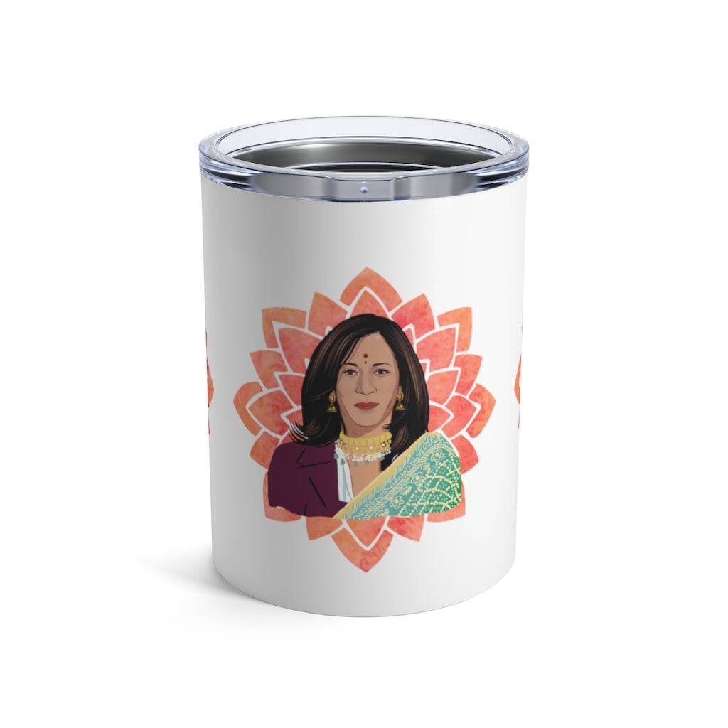 Vice President Kamala Aunty Tumbler - Kamala Tumbler - Kamala Harris - Kamala Sari South Asian - Aunty VP Kamala - Kamala Gift Lotus Flower