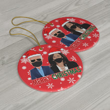 Load image into Gallery viewer, President Elect Joe Biden Kamala Harris Merry Christmas Ceramic Ornaments - Biden Harris Mask Snowflakes Ornaments - Double Sided Ornaments
