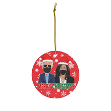 Load image into Gallery viewer, President Elect Joe Biden Kamala Harris Merry Christmas Ceramic Ornaments - Biden Harris Mask Snowflakes Ornaments - Double Sided Ornaments
