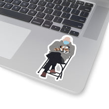 Load image into Gallery viewer, Bernie Sanders Cat Sitting Meme Sticker - Bernie Sitting Meme 2021 - Bernie Holding Cat at Biden Inauguration 2021 - Meme Kiss-Cut Stickers
