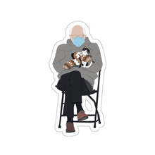 Load image into Gallery viewer, Bernie Sanders Cat Sitting Meme Sticker - Bernie Sitting Meme 2021 - Bernie Holding Cat at Biden Inauguration 2021 - Meme Kiss-Cut Stickers
