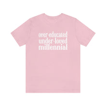 Load image into Gallery viewer, Over-educated under-loved millennial Tshirt - roe v wade abortion rights female equality - support womens rights Bella Canvas Unisex Tshirt
