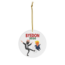 Load image into Gallery viewer, BYEDON 2020 Christmas Ceramic Ornaments - President Elect Joe Biden Kicking Donald Toddler Trump - Biden Mask Double Sided Ornament
